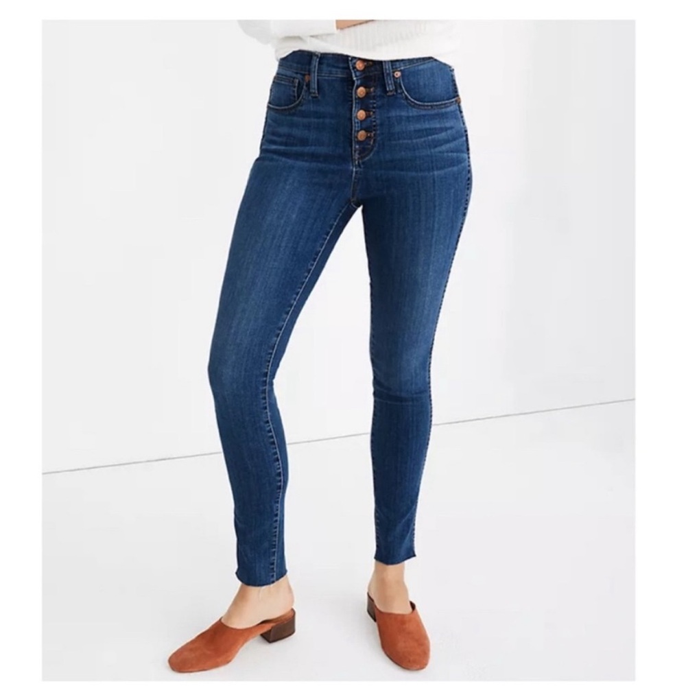 Madewell 10" High-Rise Skinny Jeans Brinville Wash Button-Front TENCEL